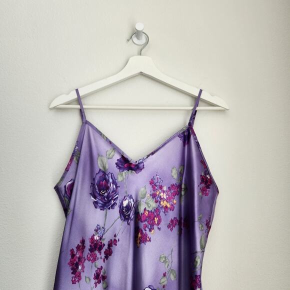 Vintage Gilligan O'Malley Purple Floral Lingerie Slip Dress XL - Picture 5 of 10